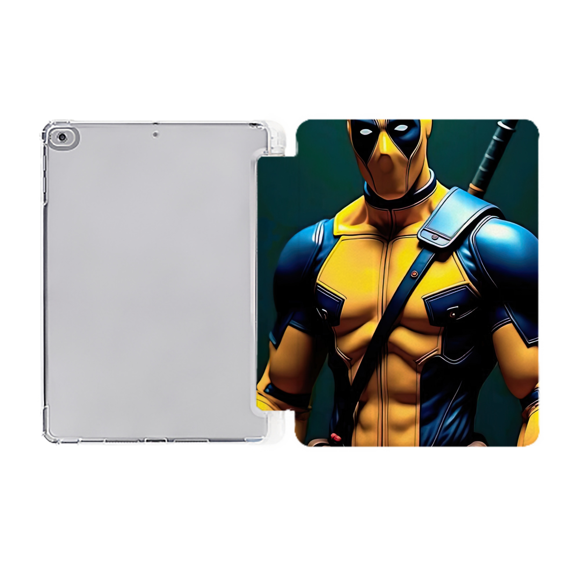 （画像用） Deadpool デッドプール IPad ケース ペン収納付き 三つ折りスタンド PUレザー×シリコン 対応機種9.5/10.5/10.9インチ